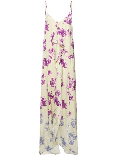 Robe Longue En Satin De Viscose Imprimé Roses - JIL SANDER - Modalova