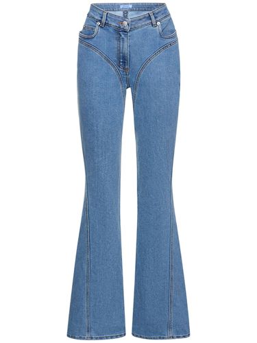 Jean Droit En Denim Taille Mi-haute - MUGLER - Modalova