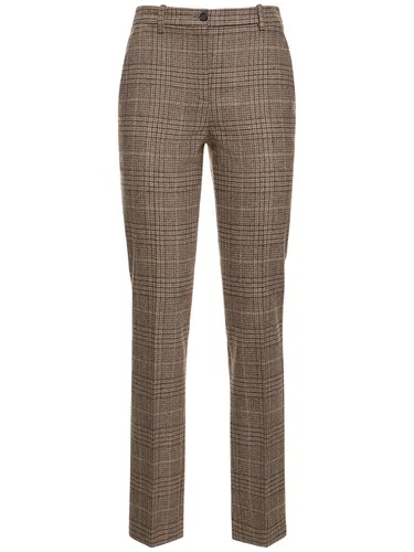 Pantalon Droit En Flanelle À Carreaux Samantha - MICHAEL KORS COLLECTION - Modalova