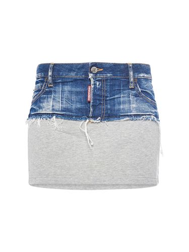 Jupe Courte En Denim Et Jersey Taille Basse - DSQUARED2 - Modalova