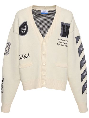 Cardigan Varsity En Laine Mélangée - OFF-WHITE - Modalova