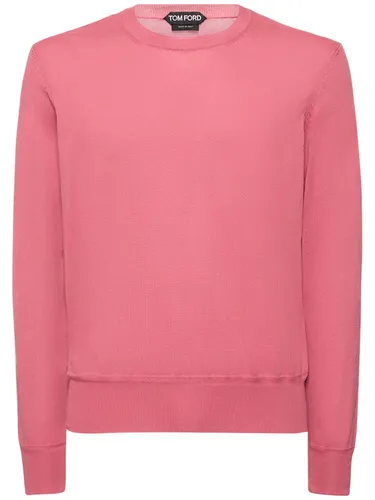 Pull-over En Coton Ultra-fin À Col Ras-du-cou - TOM FORD - Modalova