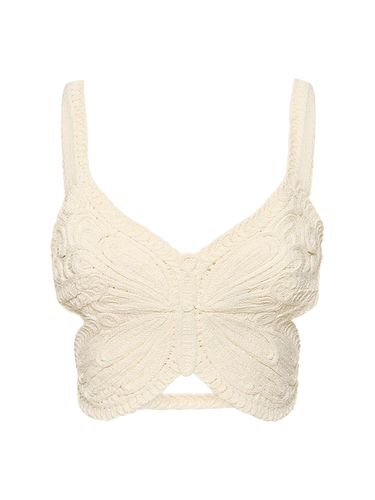 Crop Top En Maille De Coton Mélangé - BLUMARINE - Modalova