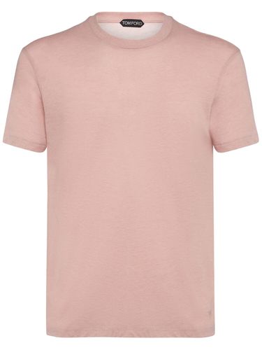 T-shirt En Coton Mélangé À Col Ras-du-cou - TOM FORD - Modalova