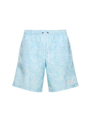 Short De Bain En Nylon Imprimé Barocco - VERSACE - Modalova