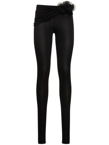 Legging En Jersey Drapé Détail Rose - MAGDA BUTRYM - Modalova