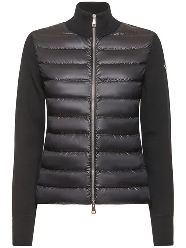 Cardigan Zippé En Laine Rembourrée - MONCLER - Modalova