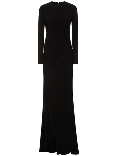 Robe Longue Fendue En Jersey Drapé - ELIE SAAB - Modalova