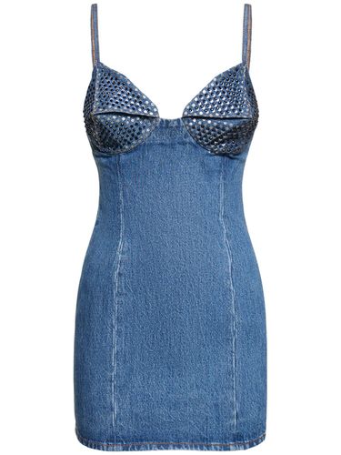 Robe Courte En Denim De Coton Embelli - AREA - Modalova