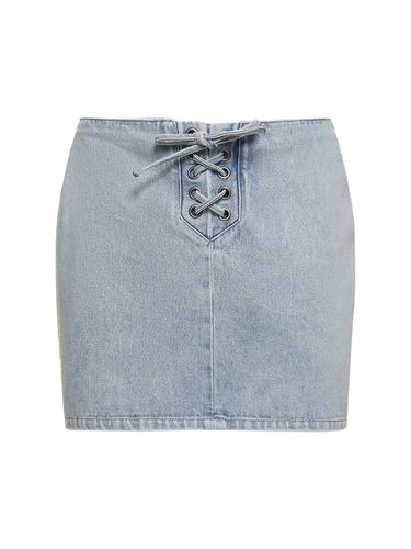 Jupe Courte En Denim Avec Laçage - ROTATE - Modalova