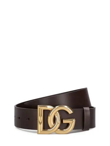 Ceinture En Cuir À Logo 4 Cm - DOLCE & GABBANA - Modalova