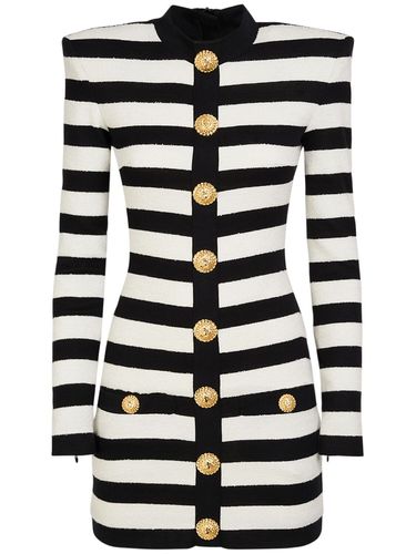 Robe Courte En Jersey De Coton Mélangé À Rayures - BALMAIN - Modalova