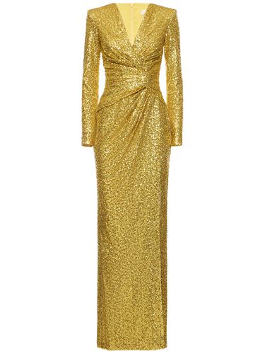 Robe Longue Drapée À Sequins À Col En V - ZUHAIR MURAD - Modalova