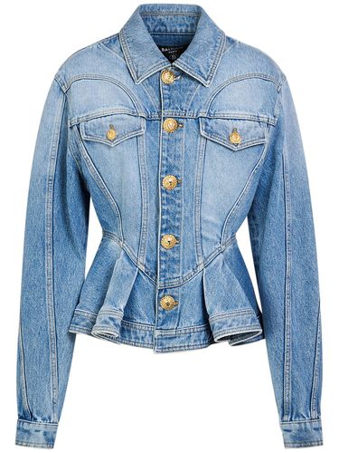 Veste En Denim À Volants - BALMAIN - Modalova