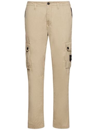 Pantalon En Toile De Coton Brossé - STONE ISLAND - Modalova