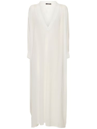 Robe Caftan Longue En Jersey Brillant À Col En V - BALMAIN - Modalova