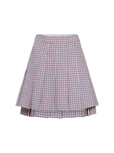 Jupe Courte En Crêpe Imprimé Carreaux - THOM BROWNE - Modalova