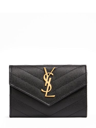 Portefeuille Style Enveloppe En Cuir Monogramme - SAINT LAURENT - Modalova