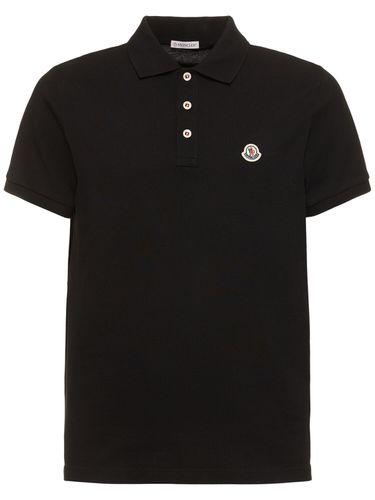 Polo En Coton Avec Patch Logo - MONCLER - Modalova