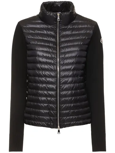 Cardigan Zippé En Laine Rembourrée - MONCLER - Modalova