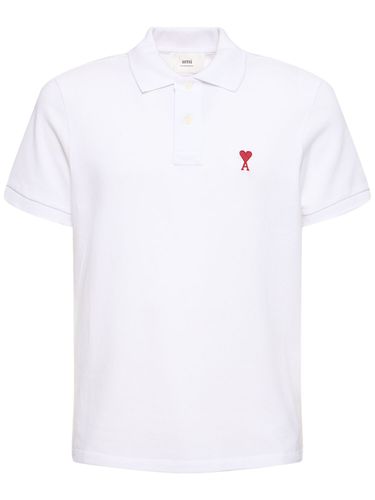 Polo En Piqué De Coton Biologique À Logo - AMI PARIS - Modalova