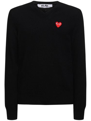 Pull Col En V En Maille De Laine À Logo Play - COMME DES GARÇONS PLAY - Modalova