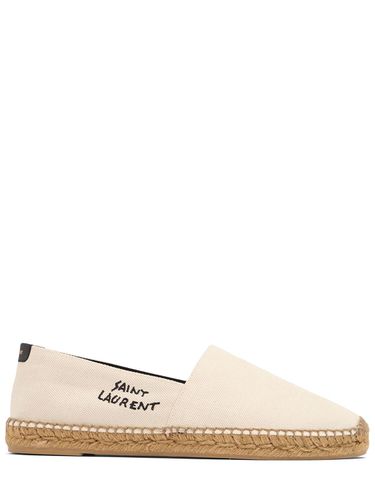 Espadrilles En Toile De Lin Et Coton À Logo - SAINT LAURENT - Modalova