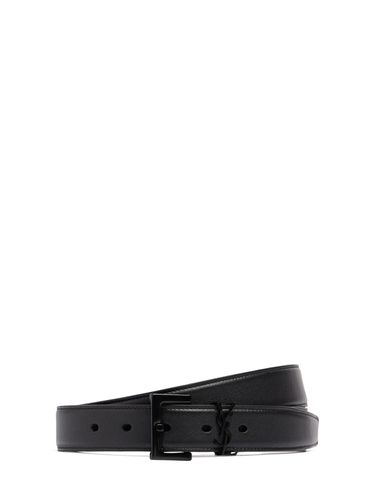 Ceinture En Cuir Lisse À Monogramme 3 Cm - SAINT LAURENT - Modalova