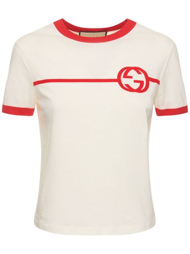 T-shirt En Jersey De Coton Imprimé - GUCCI - Modalova