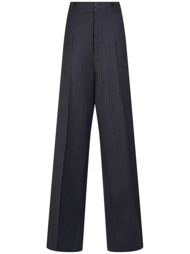 Pantalon Ample En Laine À Fines Rayures - MAISON MARGIELA - Modalova