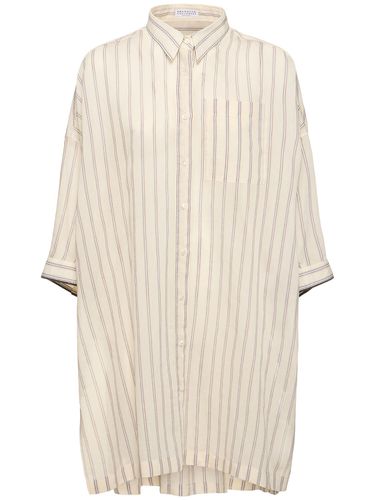 Chemise En Soie Et Coton À Rayures - BRUNELLO CUCINELLI - Modalova