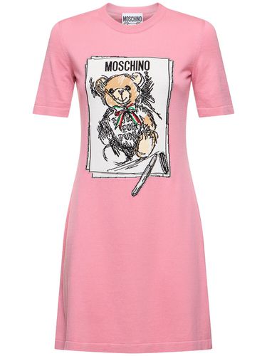 Robe Courte En Maille De Coton Imprimé - MOSCHINO - Modalova