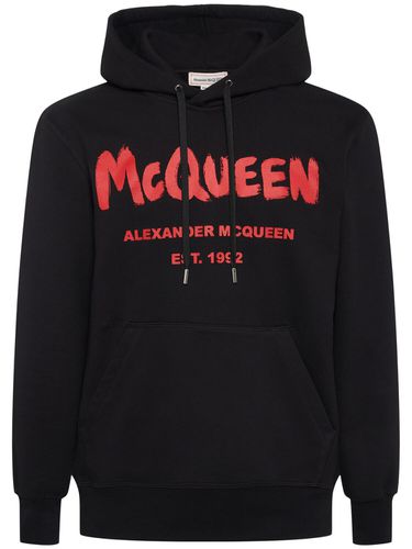 Sweat-shirt En Coton Imprimé Graffiti À Capuche - ALEXANDER MCQUEEN - Modalova