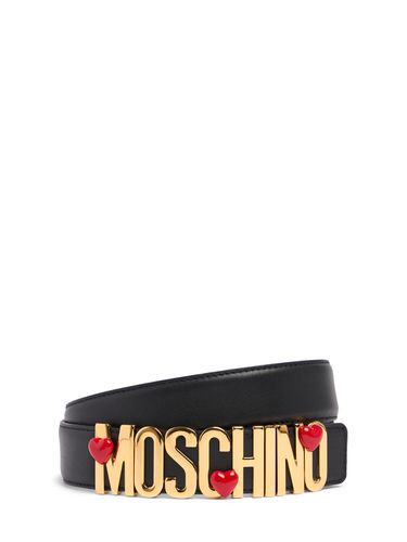 Ceinture En Cuir Nappa Souple À Logo 3,5 Cm - MOSCHINO - Modalova