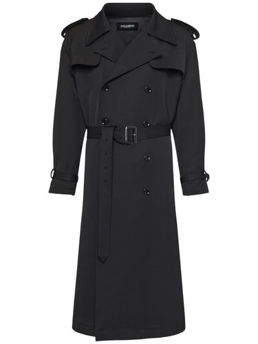 Trench-coat En Gabardine De Laine Mélangée - DOLCE & GABBANA - Modalova