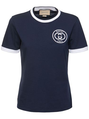 T-shirt En Jersey De Coton Brodé - GUCCI - Modalova