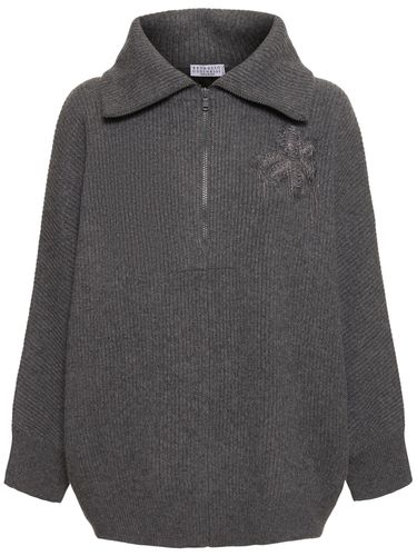 Pull-over À Demi-zippé En Maille Côtelée - BRUNELLO CUCINELLI - Modalova