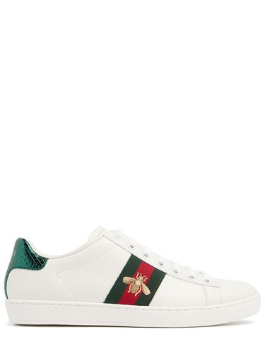 Sneakers En Cuir Avec Abeille Brodée New Ace 30 Mm - GUCCI - Modalova