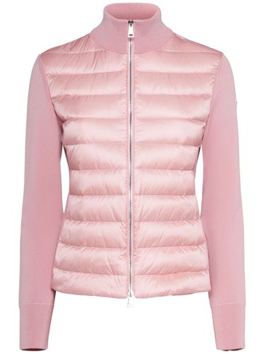 Cardigan En Laine Mélangée Rembourrée - MONCLER - Modalova