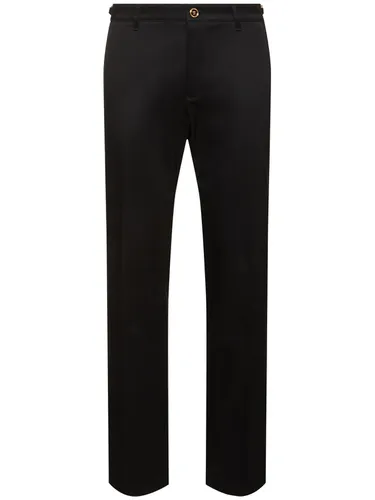 Pantalon Droit En Gabardine De Coton Informal - VERSACE - Modalova