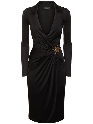 Robe Midi Portefeuille En Crêpe De Jersey Stretch - VERSACE - Modalova