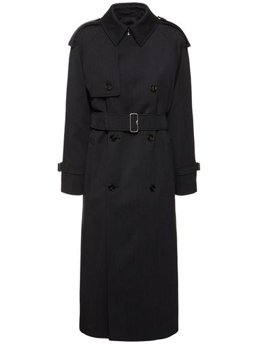 Trench-coat Long En Laine Vierge - BURBERRY - Modalova