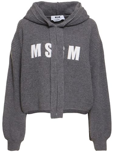 Sweat-shirt En Maille De Laine Mélangée À Capuche - MSGM - Modalova