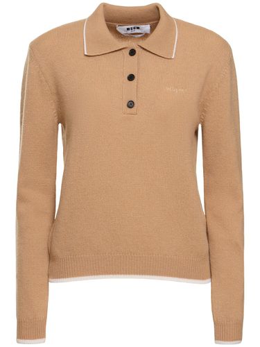 Polo En Maille De Laine Mélangée - MSGM - Modalova