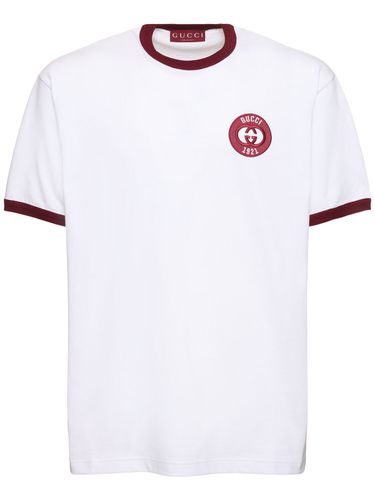 T-shirt En Jersey De Coton Avec Patch - GUCCI - Modalova