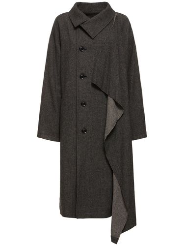 Manteau Long Asymétrique En Flanelle - YOHJI YAMAMOTO - Modalova