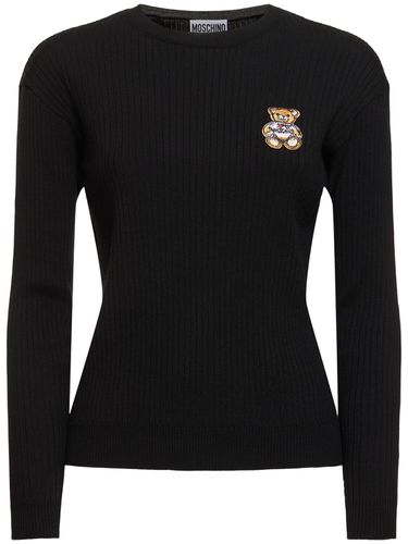 Pull-over En Maille De Laine Nervurée - MOSCHINO - Modalova