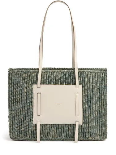 Sac Cabas En Raphia Et Cuir Capri - DEMELLIER - Modalova