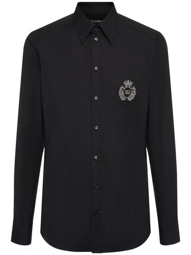 Chemise En Popeline Brodée Crest - DOLCE & GABBANA - Modalova