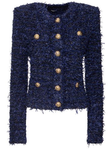 Veste Courte En Tweed Sans Col - BALMAIN - Modalova